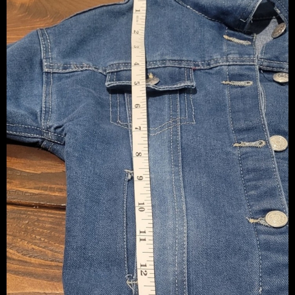 Nwot bebe Cropped Denim Jacket Girls Sz M 10/12 Read Post Measurements - Picture 8 of 14